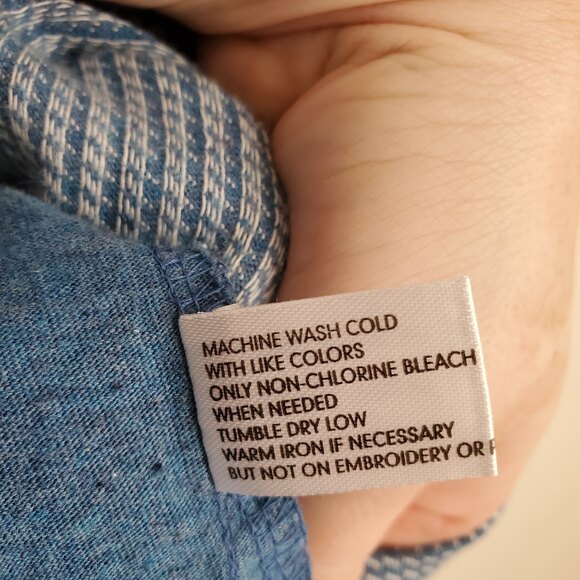 XL U.S. Polo Assn Slim Fit 2 Tone Blue Knit Shirt Short Sleeve Striped Mustard - Picture 6 of 9